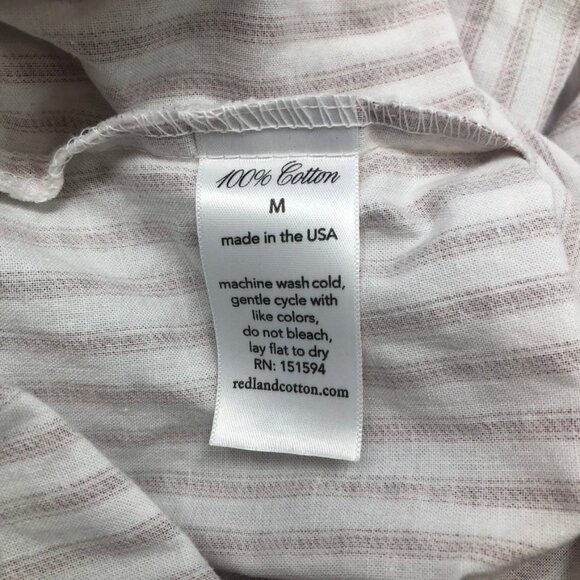 Red Land Cotton Red White Striped Pajama Sleep Shirt Size M 100% Cotton - Picture 5 of 6